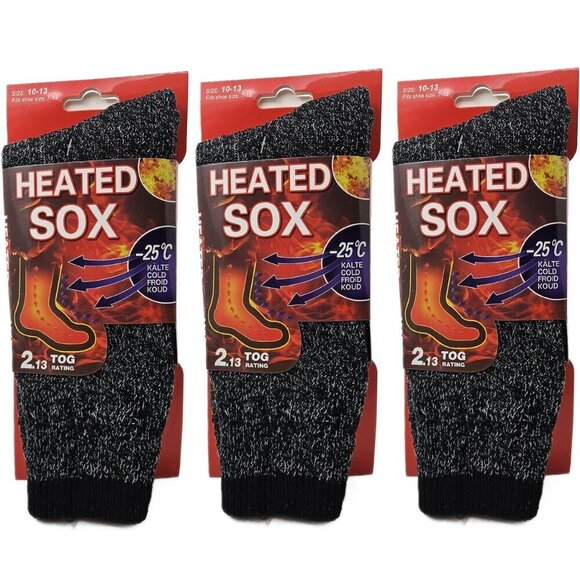 Men’s Heated Winter Socks, 3-Pack – Ultra-Warm, Cozy  Cold Winter Weather, NEW - Picture 1 of 3